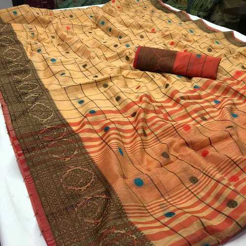 Ladies soft linen silk saree