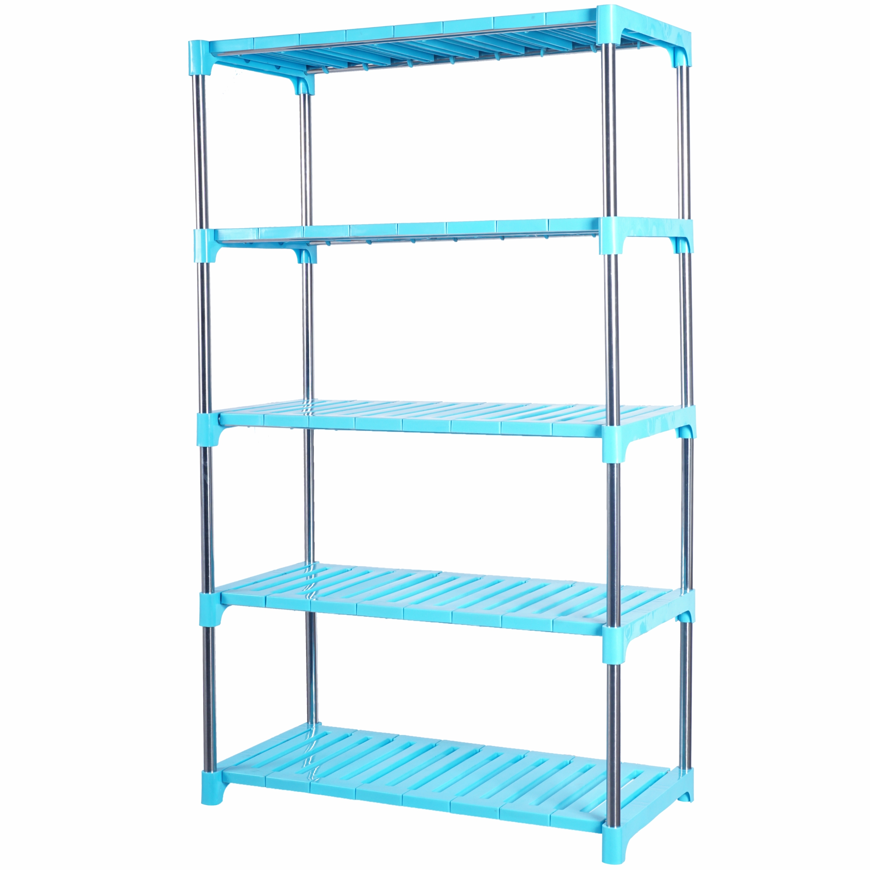 5 Layer Office Racks - Stainless Steel & Abs Plastic, 66x29.2x141.3 Cm, Cyan Blue | Modern Design, Multipurpose, Durable, Easy To Clean