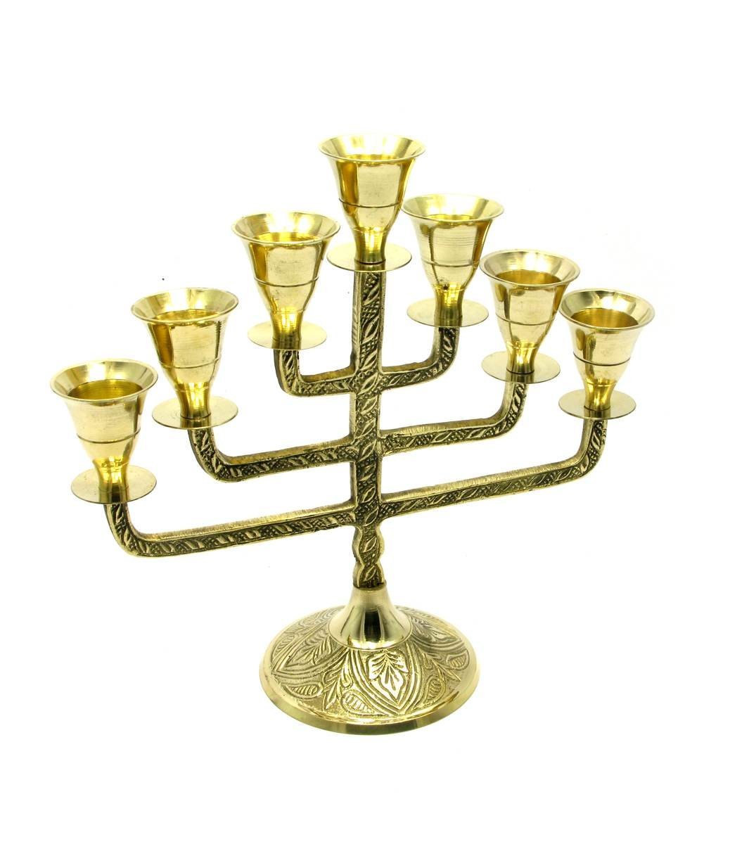 Brass Full Engraved High Quality Menorah