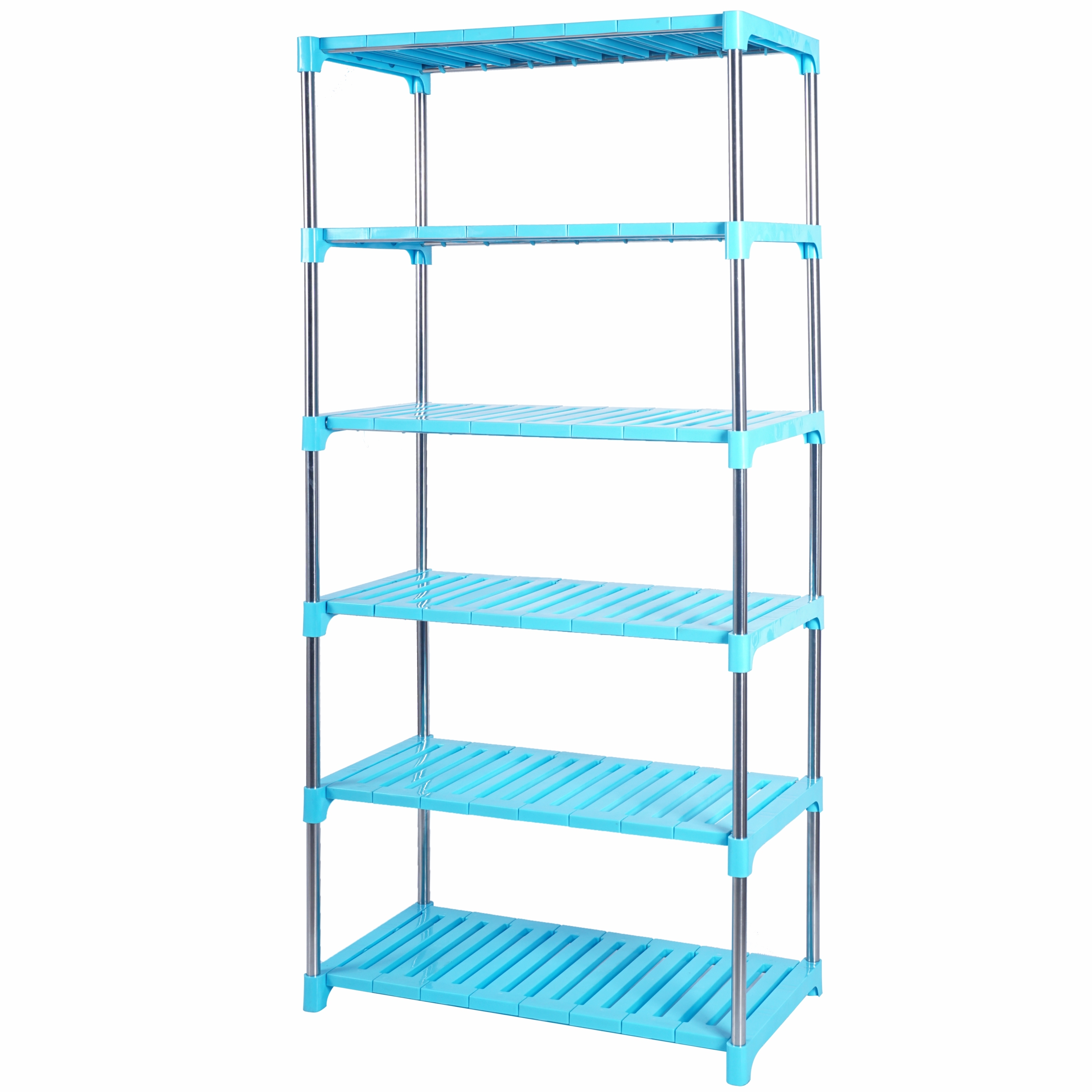 6 Layer Office Racks - Stainless Steel & Abs Plastic, 66x29.2x141 Cm, Blue | Modern Design, Multipurpose Usage, Easy Adjustability, No Assembly Required