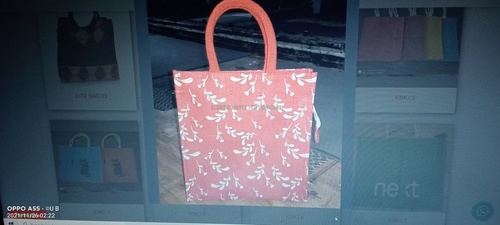 Jute Bags - Customized Red Jute Material, Flexiloop Handle for Advertising, Gift, Promotional, Shopping Use