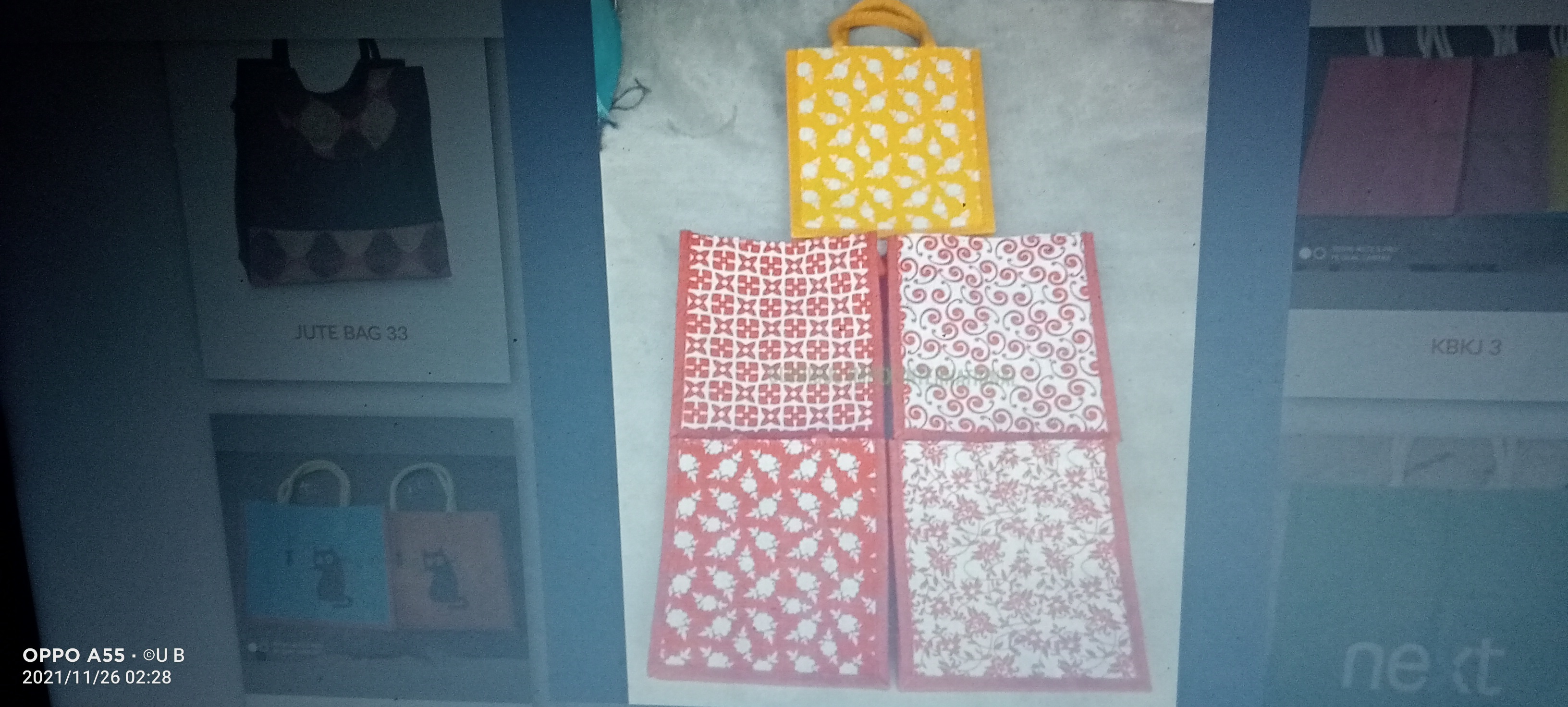 Jute Bags - Customized Red Jute Material, Flexiloop Handle For Advertising, Gift, Promotional, Shopping Use