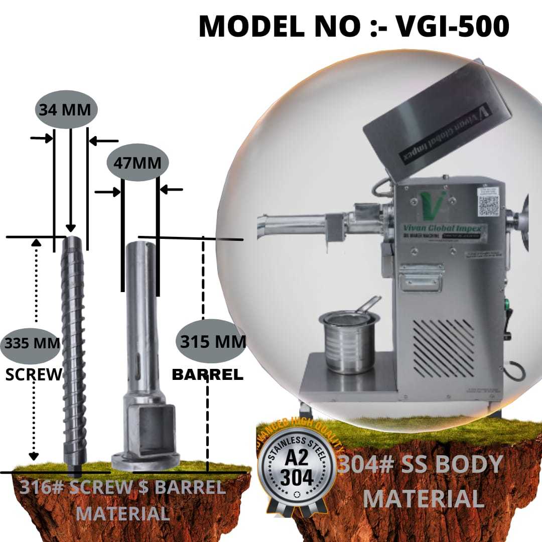 Oil Mill Machine - 304 Food Grade Stainless Steel, 74x40x66 Cm Dimensions, Silver Color, Automatic Operation | 1 Year Warranty, 22 Production Capacity, 220-240 Voltage, 75 Kg Weight