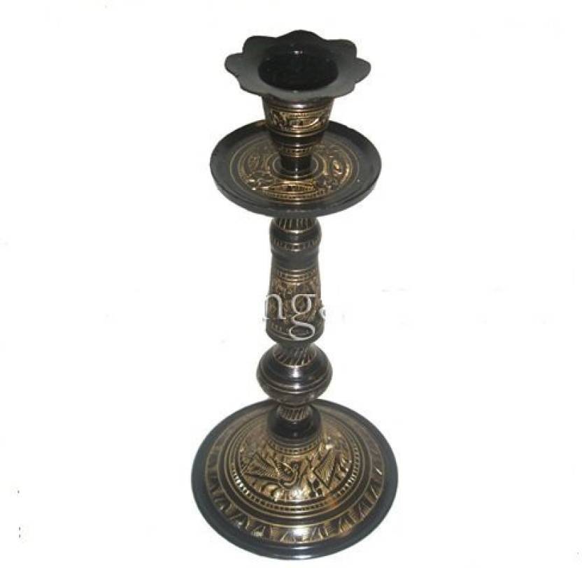 Brass Taper Engraved Candle Holder