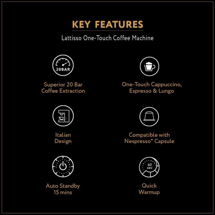 White Lattisso One-touch Capsule Coffee Machine