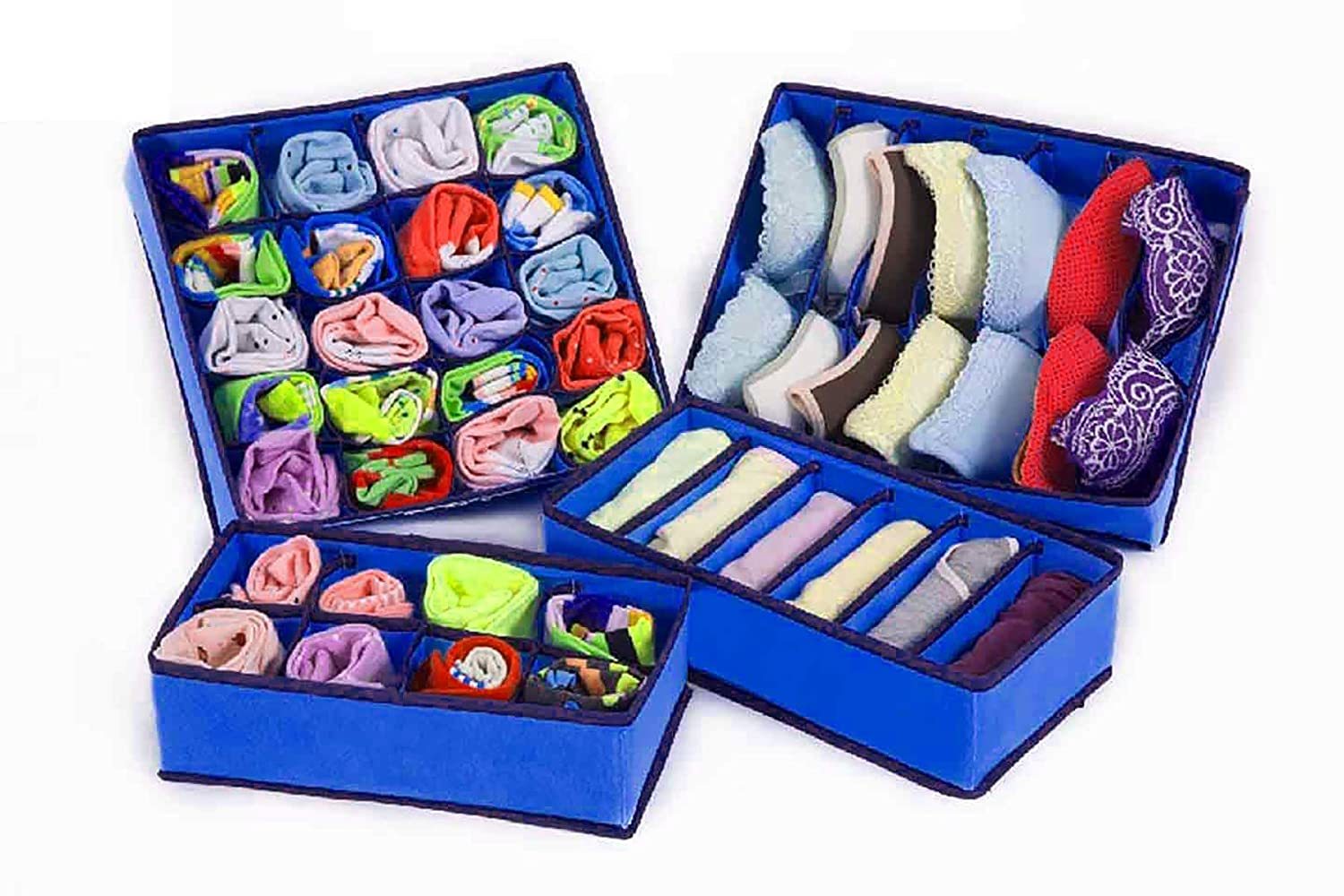 Multi Set Of 4 Foldable Storage Box Drawer Divider Organizer Closet Storage For Socks Bra Tie Scarfs