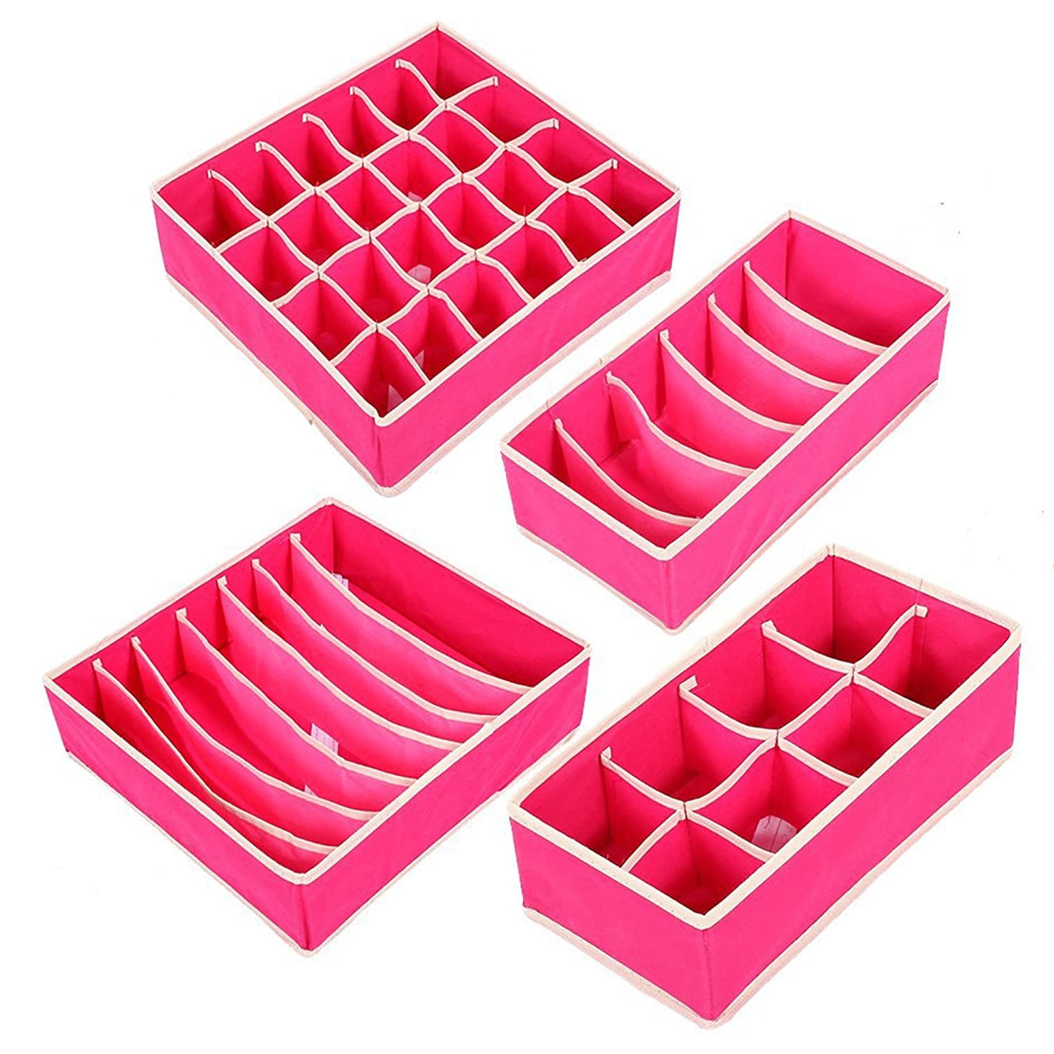 Multi Set Of 4 Foldable Storage Box Drawer Divider Organizer Closet Storage For Socks Bra Tie Scarfs