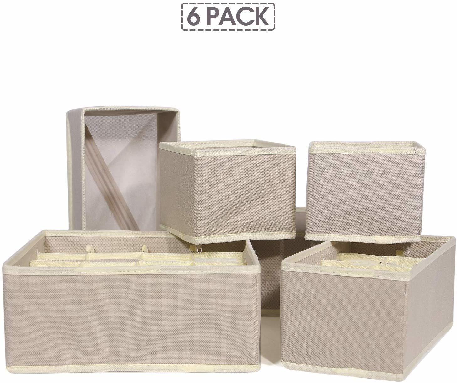Dresser Drawer Organizer - Eco-friendly Non-woven Fabric, 6 Pack Set Of Foldable Storage Bins, Ideal For Socks, Ties, Underwear, Baby Clothes And Toys
