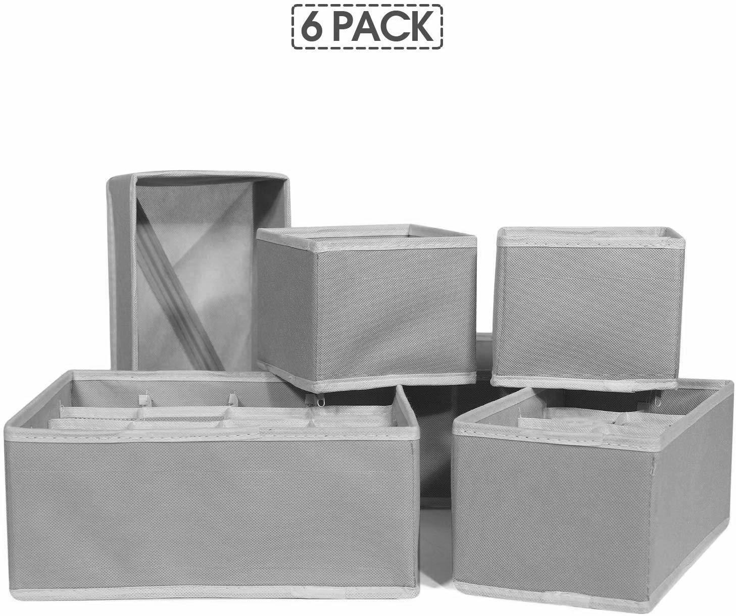 Dresser Drawer Organizer - Eco-friendly Non-woven Fabric, 6 Pack Set Of Foldable Storage Bins, Ideal For Socks, Ties, Underwear, Baby Clothes And Toys