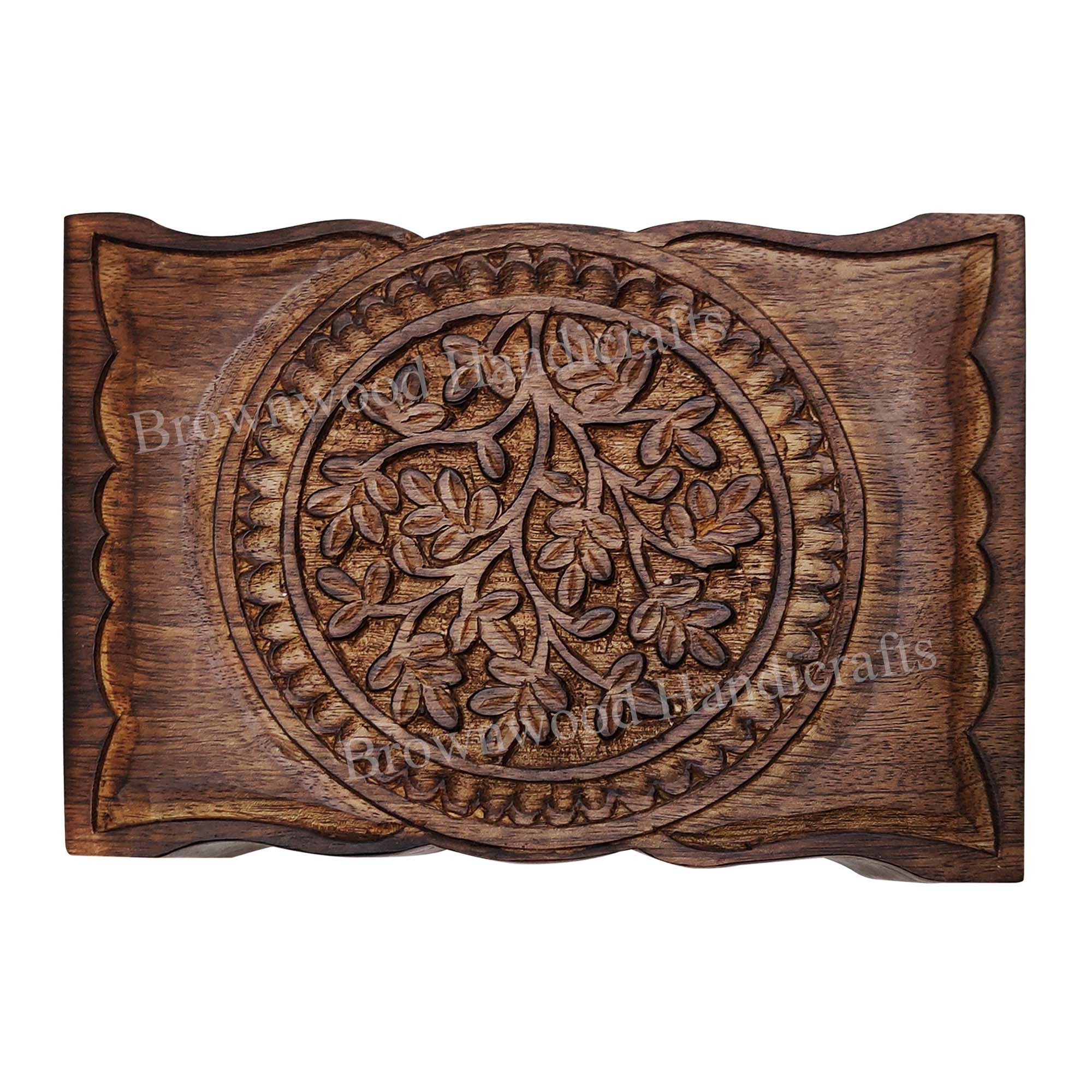 Wood Wooden Carved Box