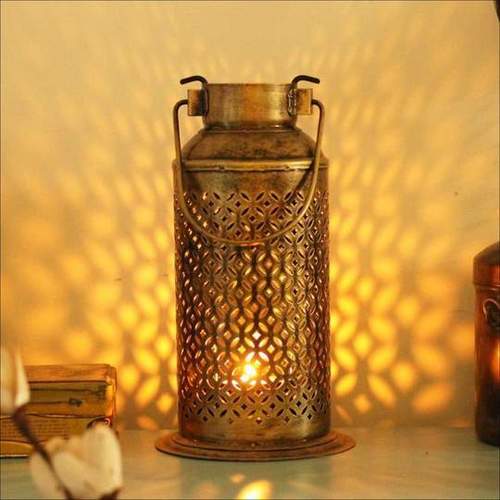 Non Toxic Iron Milk Can Patterned Lantern