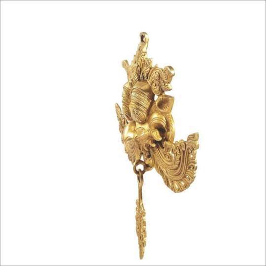 Brass Nazar Battu - 29x25x29 Cm | Gold Polished Outdoor Wall Decor, Easy To Clean, Eco-friendly, Spiritual Gift