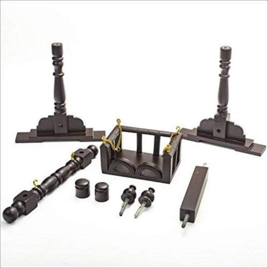 Polishing Black Color Wooden Curved Jhula Swing Jhula For Small Idol