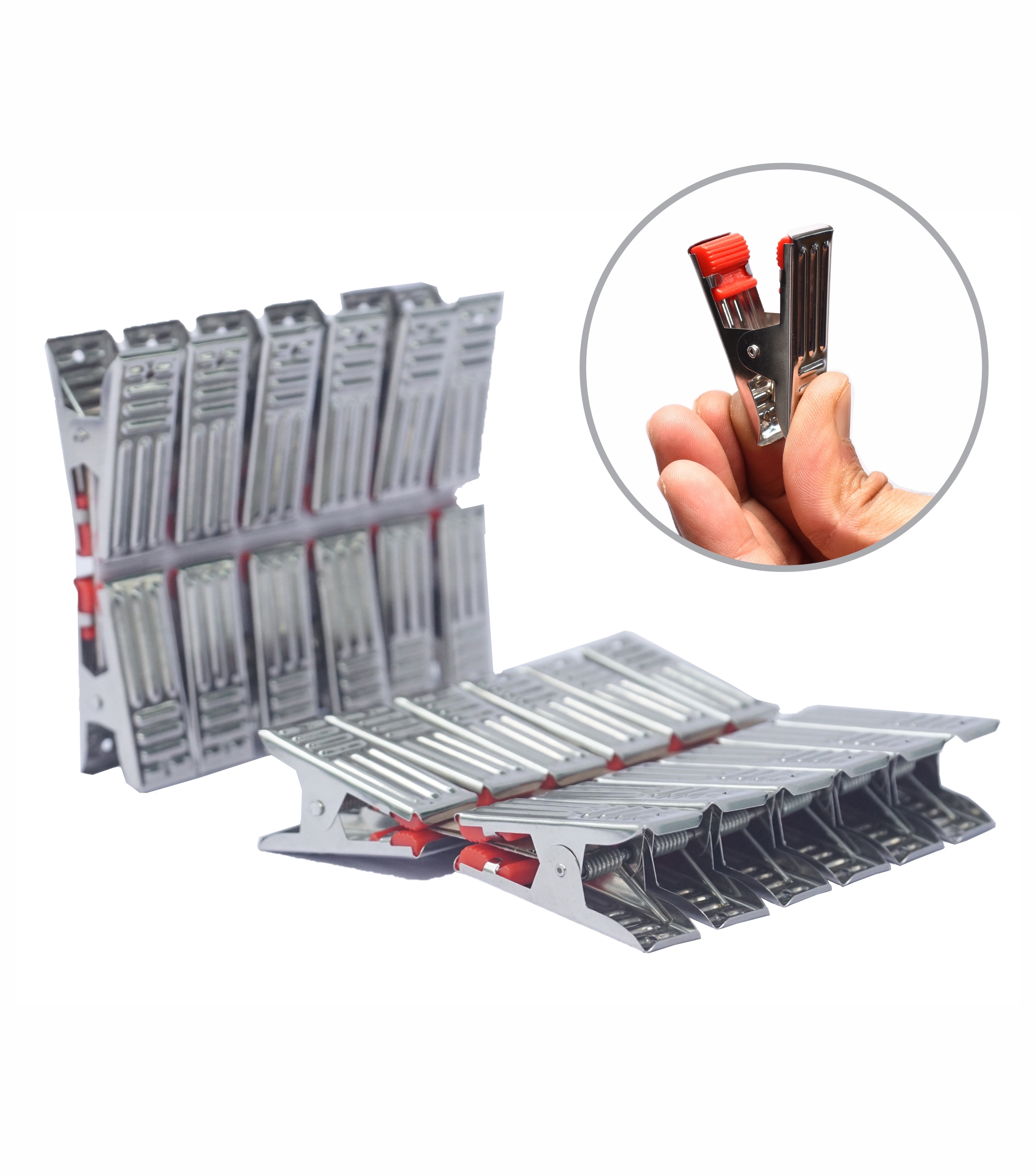 Stainless Steel Cloth Clips - Small Size, Stainless Silver Color | 18 Heavy Duty Rust Free Clips With Storage Bag For Drying Clothes On Hangers, Ropes, And Racks