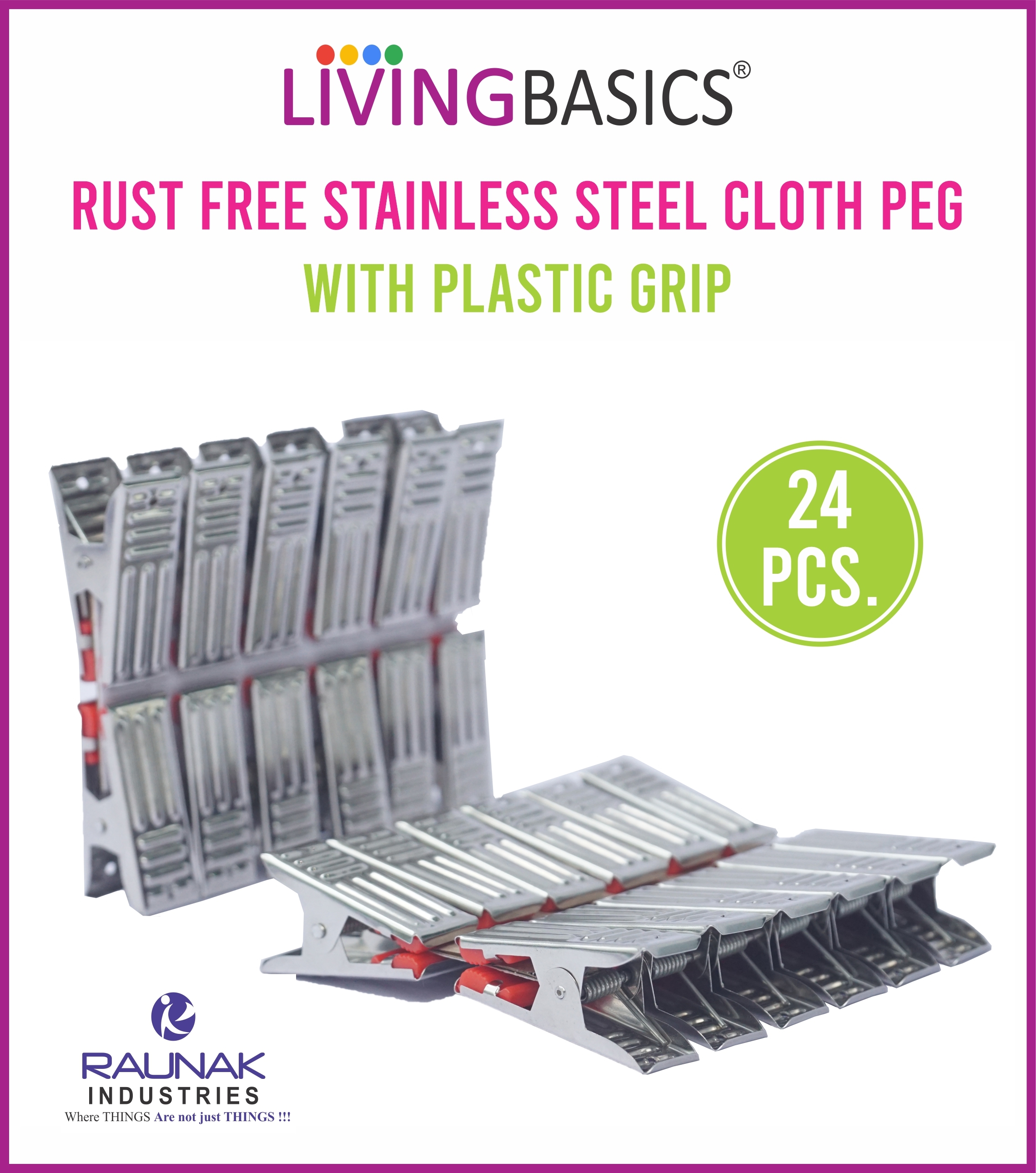 Stainless Steel Cloth Clips - Small Size, Stainless Silver Color | 18 Heavy Duty Rust Free Clips With Storage Bag For Drying Clothes On Hangers, Ropes, And Racks