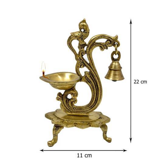 Polishing Handmade Brass Peacock Design Diya Candle Gold Color