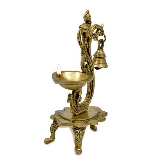 Polishing Handmade Brass Peacock Design Diya Candle Gold Color