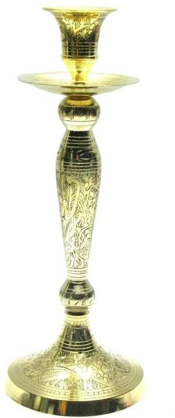 Antique Brass Full Engraved Candlestick Holder