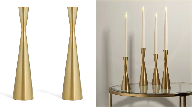 Gold Candlestick Set Holder