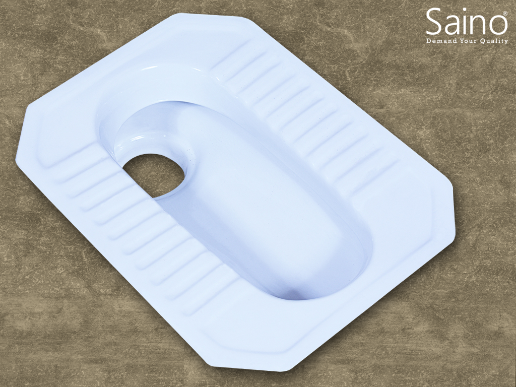 Ceramic Squatting Toilet Pan - 20x16 Inches | Pure White Glossy Finish Floor Mounted One Piece Design 10.5 Kg