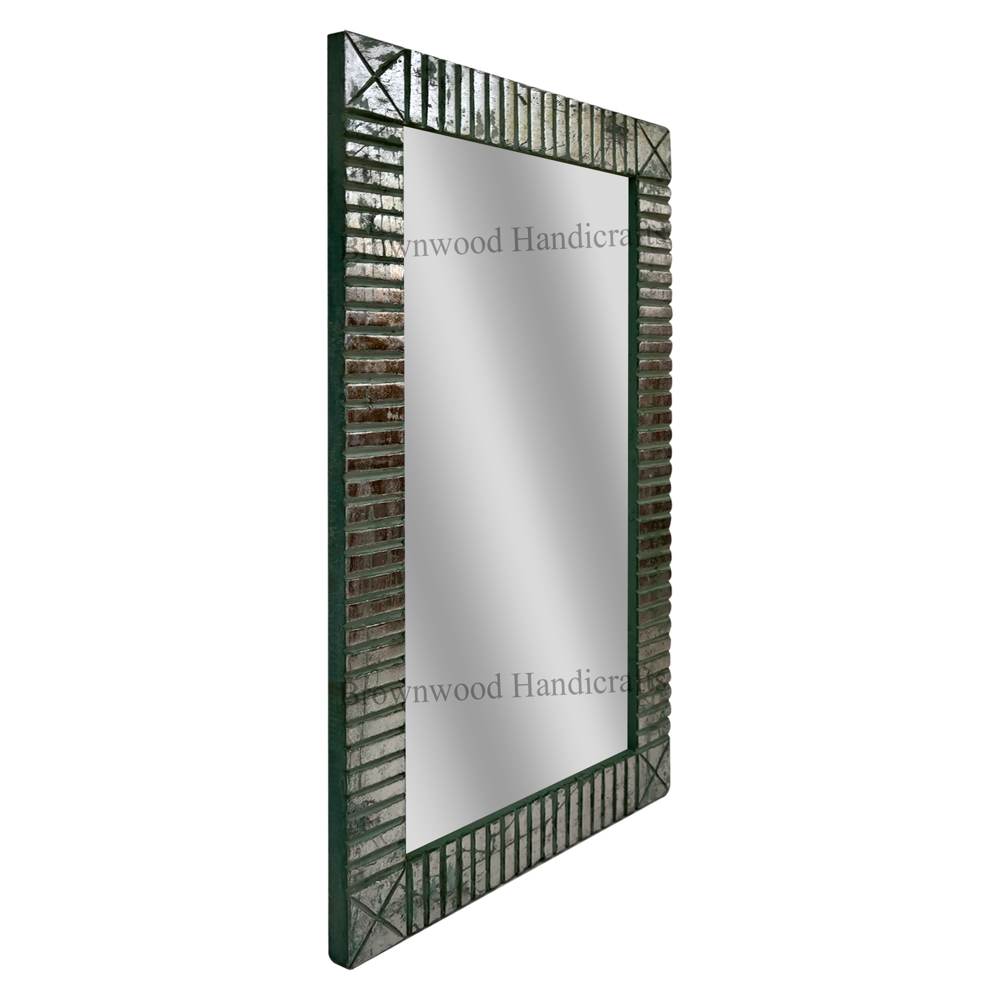 Mdf Carved Mirror Frame - 30 X 18 Inch, Black Silver Foil | Hand Carved, Antique Imitation, Perfect For Home Decoration Or Gift
