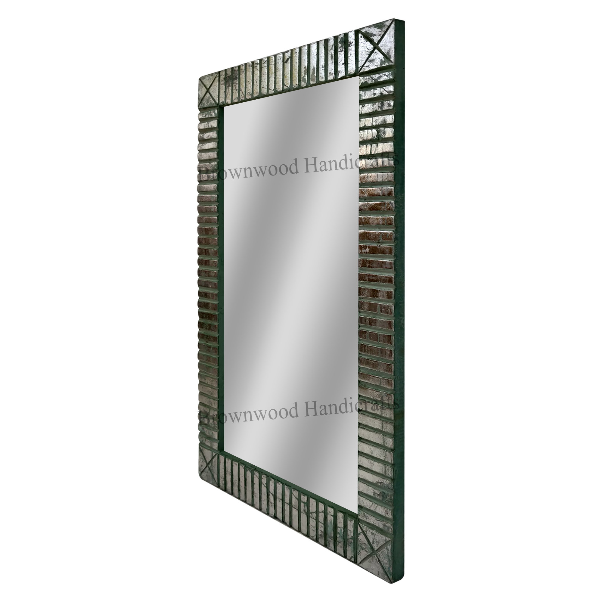 Mdf Carved Mirror Frame - 30 X 18 Inch, Black Silver Foil | Hand Carved, Antique Imitation, Perfect For Home Decoration Or Gift