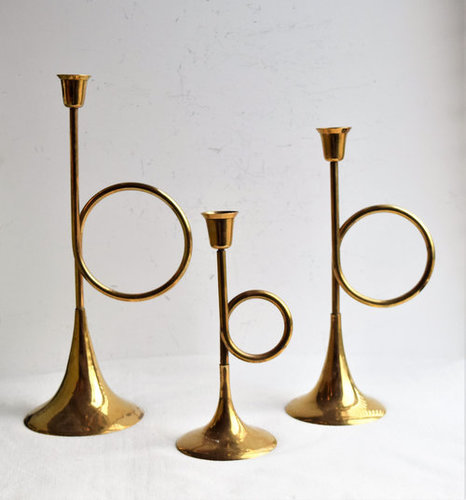 ब्रास राउंड फिंगरग्रिप कैंडल होल्डर