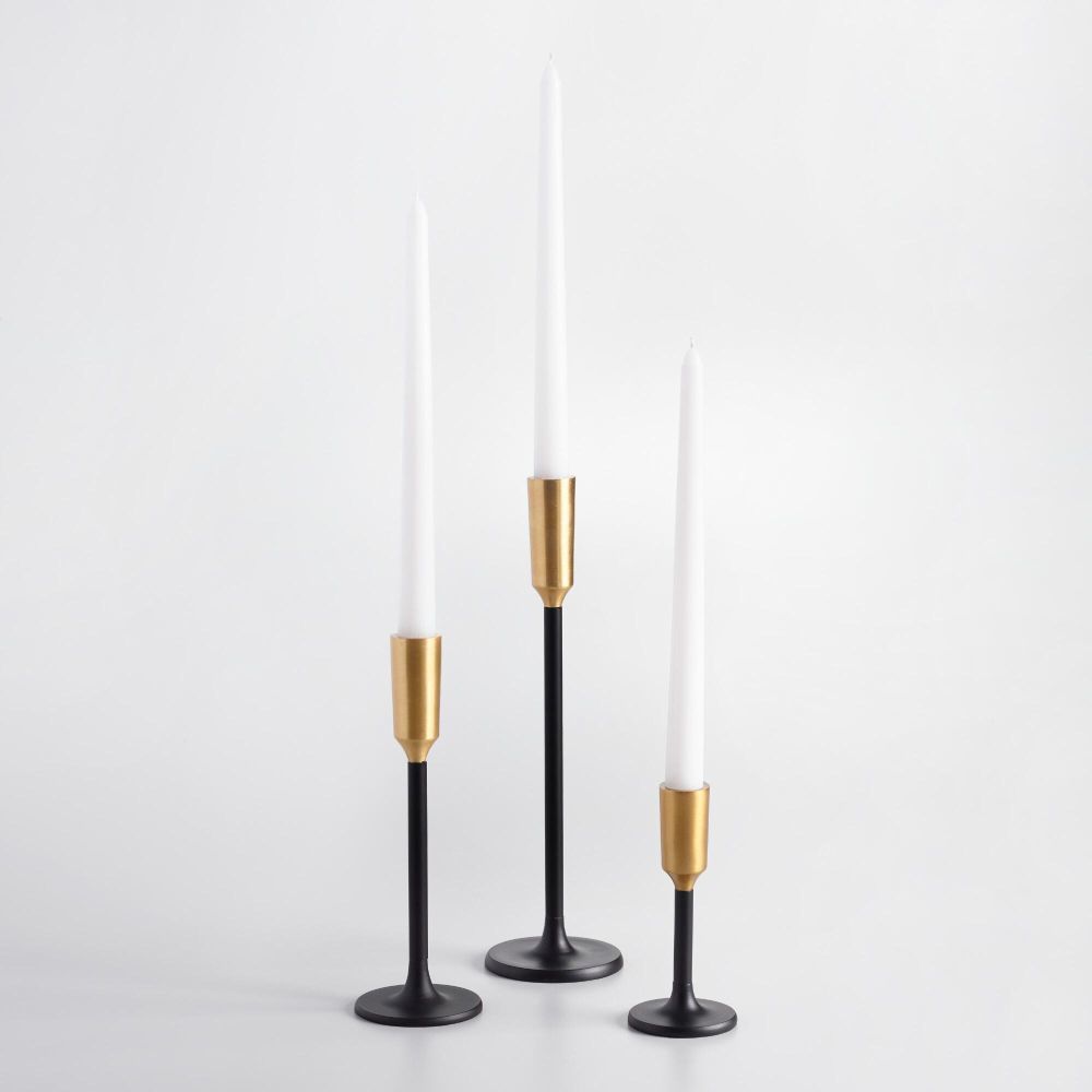 Sleek Candle Stand - Iron Metal, 8-10 Inches, Black | Minimalist Contemporary, Handmade, Powder Coated, Rust Resistant