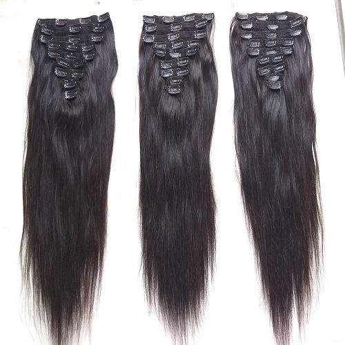 Clip-in Natural Black Steamed Afro Kinky Curly Clip In Hair Extensions
