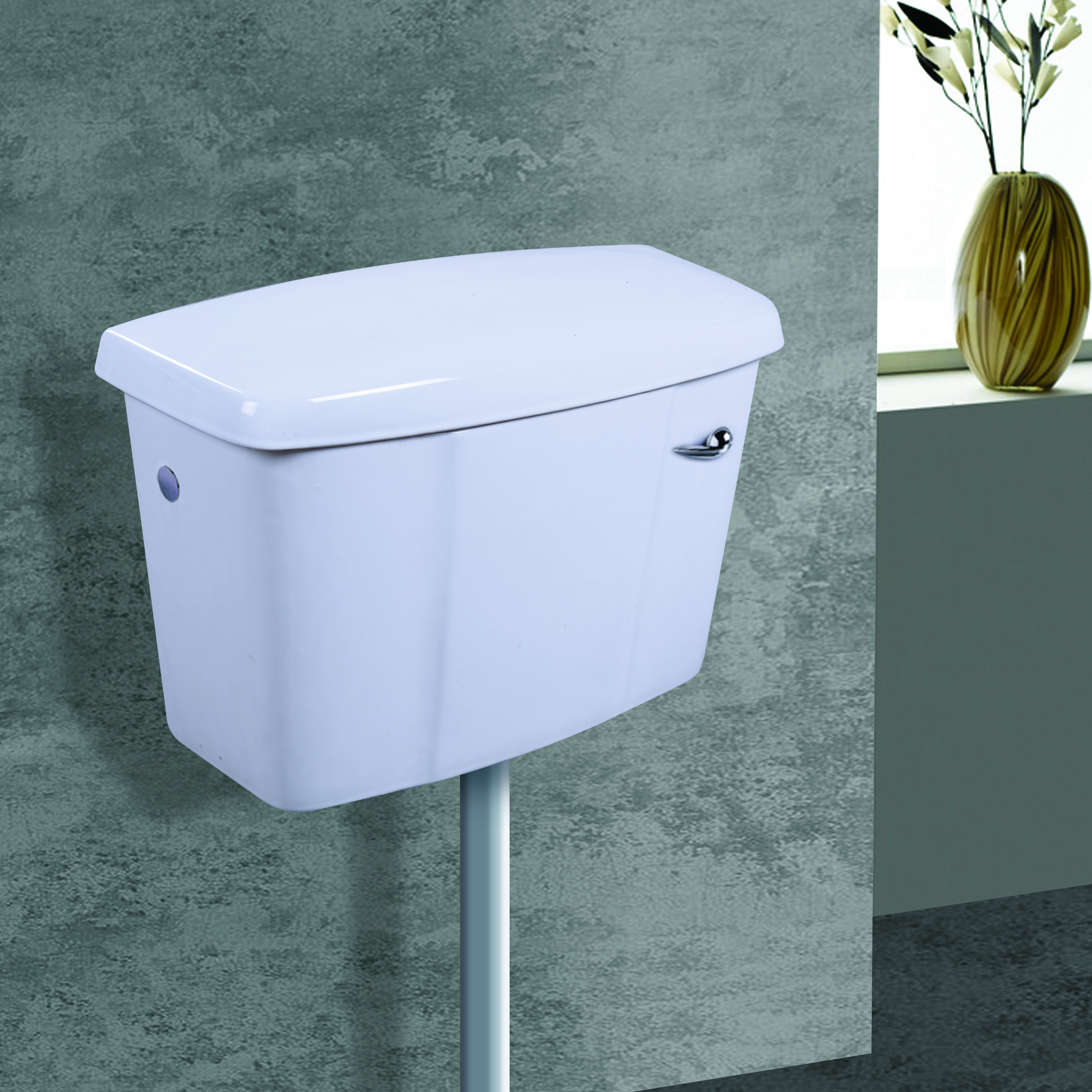 Ceramic Water Closet With Cistern - 480 X 360 X 400 Mm, Elegant Look, Compact Size, Soft Slow Down Seat Cover, Glossy Finish, Floor Mounted