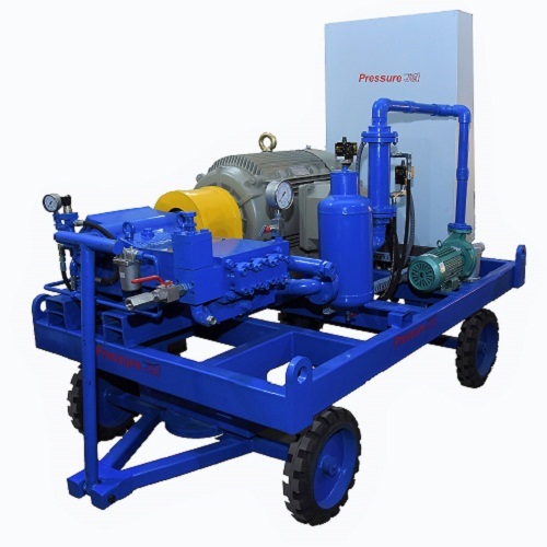 Hydro Jetting Equipment - Metal, 1286x641x451 Mm, Blue | 62 Lpm @ 950 Bar, 150 Hp Electric Motor, Tank & Trolley Mounted System For Tube Cleaning Applications
