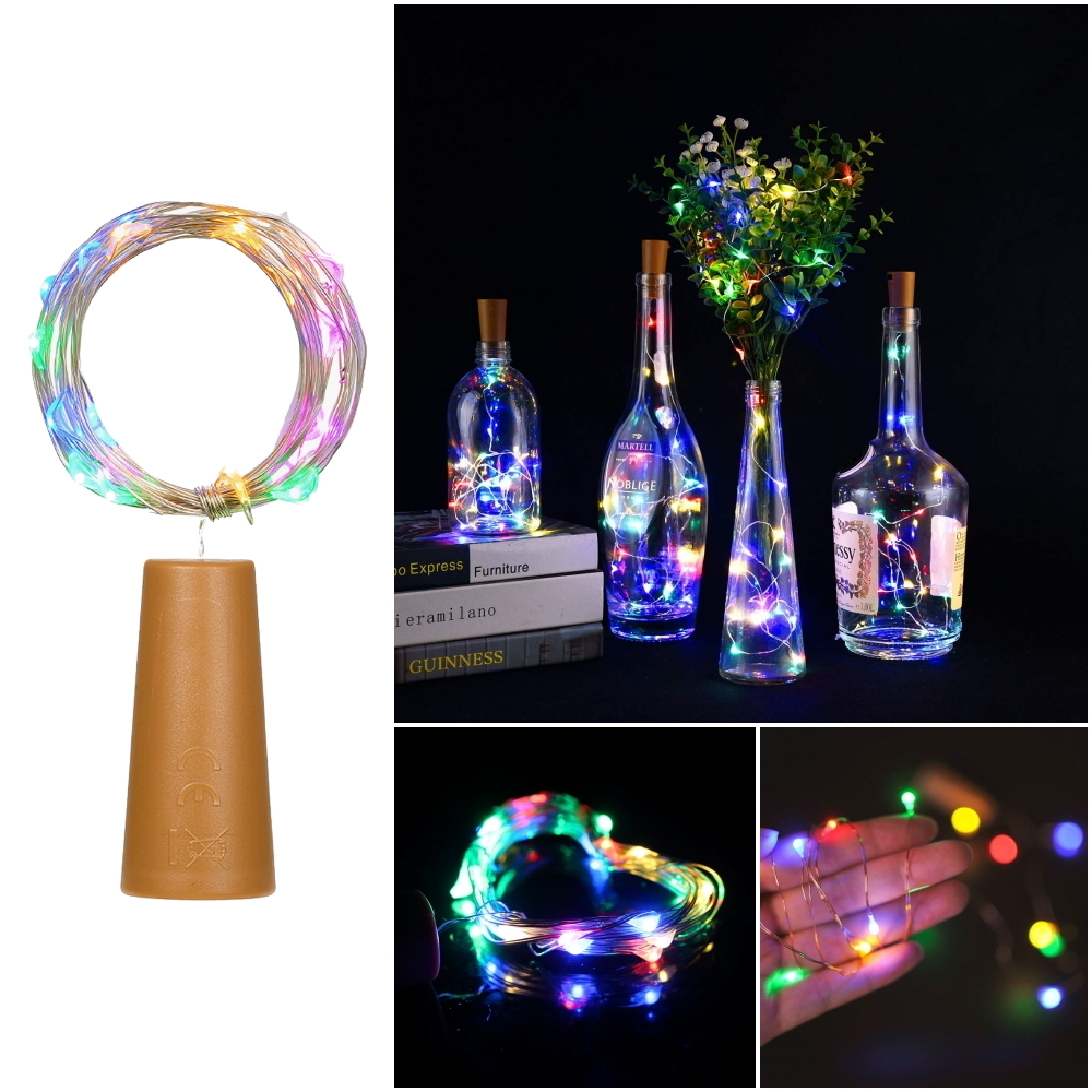 20 Led Multicolor Bottle Cork Fairy Lights - 20 Led Bulbs 4.5v Battery Powered | Multicolor Lighting Perfect For Decorative Use