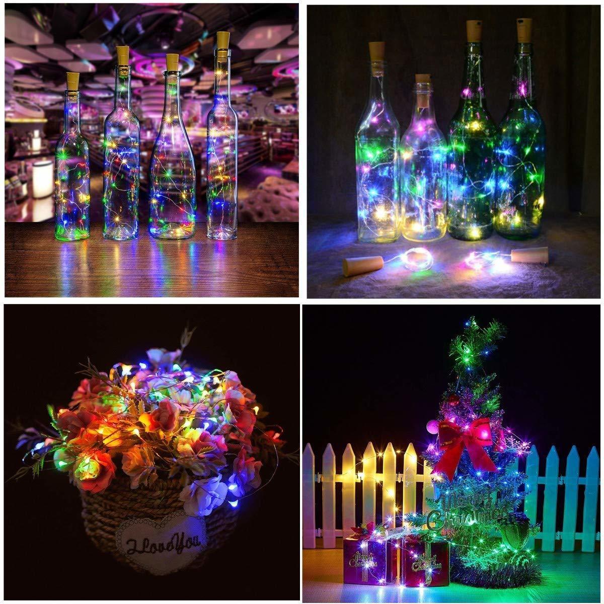 20 Led Multicolor Bottle Cork Fairy Lights - 20 Led Bulbs 4.5v Battery Powered | Multicolor Lighting Perfect For Decorative Use