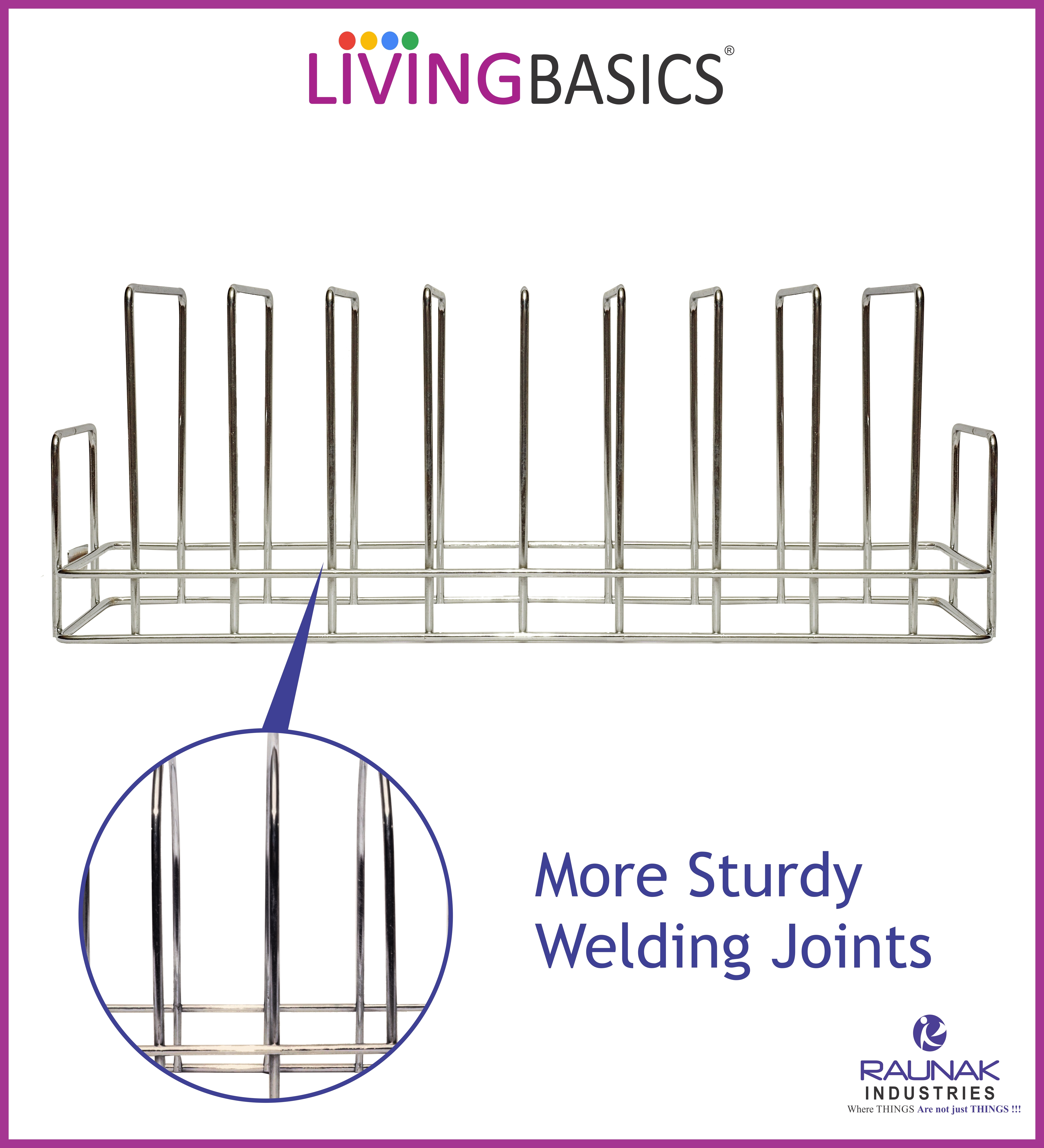 Stainless Steel Dish Racks - Small Size, Stainless Silver Color | 10 Sections Square Shape Organizer Rack For Pots, Pans, And Lids