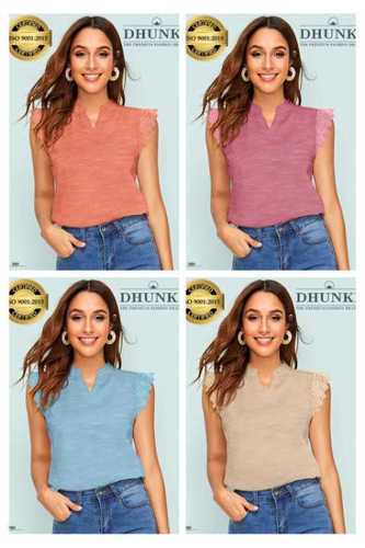 Dhunki Ladies Tops - Heavy Cotton Slub, M(36) & XL(40) Sizes, Stylish Cap Sleeves | Limited Edition Casual Wear in 4 Colors