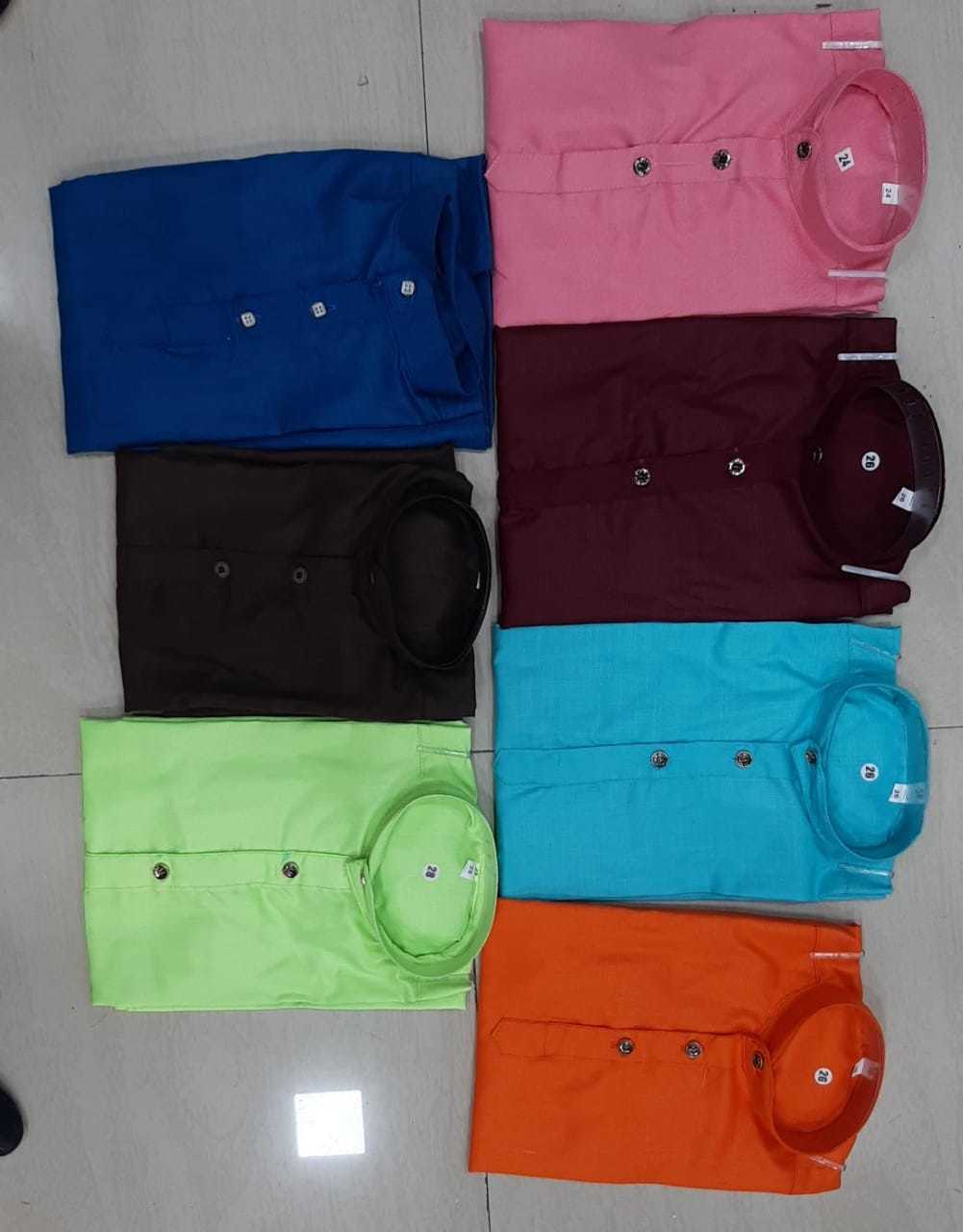 Kids Kurta - Cotton Sizes 20-30 | Full Sleeves Traditional Style Breathable Washable Customized Logo Available In 7-8 Colors