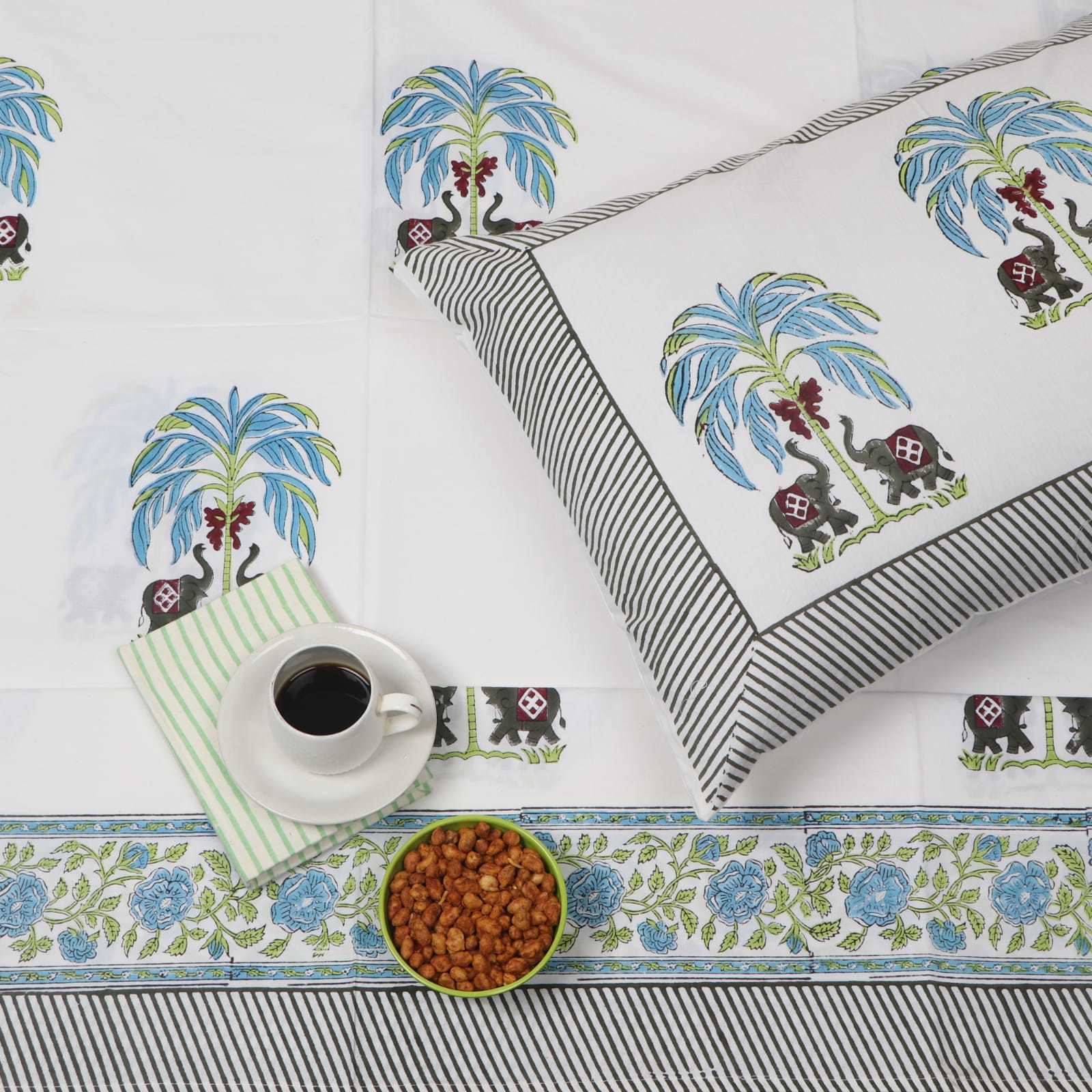Multicolor Hand Block Printed Bedsheet