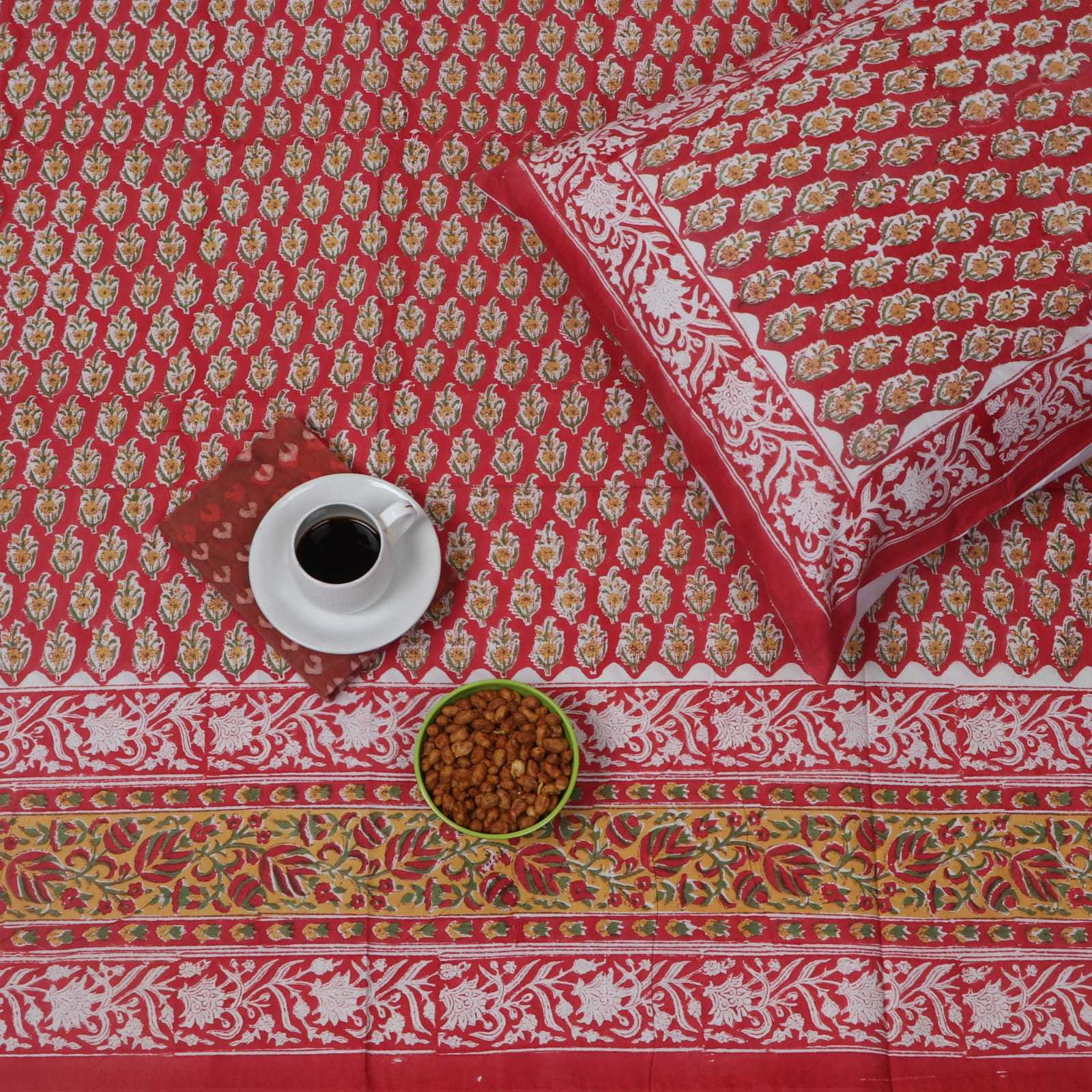Multicolor Hand Block Printed Bedsheet