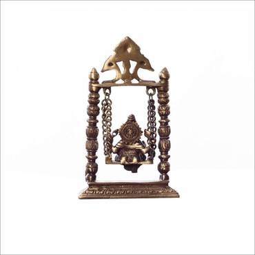 Polishing Ganesha Brass Idol God Of Luck Ganpati Ji On Jhoola Swing Brass Showpiece, Showpieces For Home