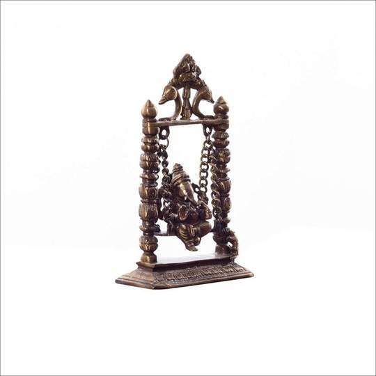 Polishing Ganesha Brass Idol God Of Luck Ganpati Ji On Jhoola Swing Brass Showpiece, Showpieces For Home