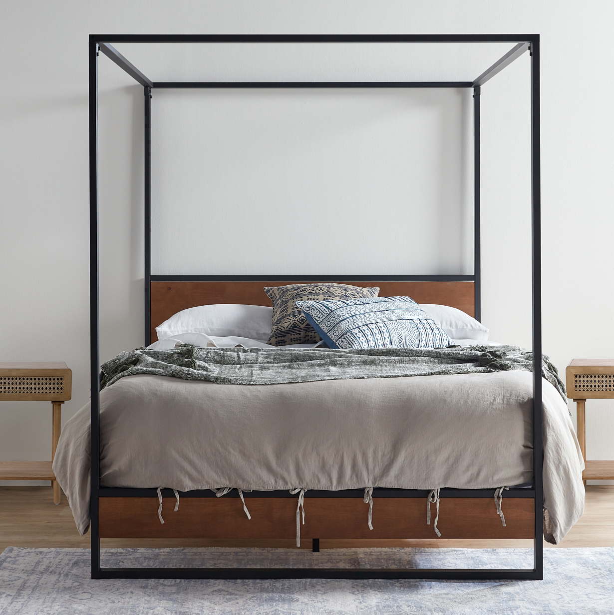 Metal Poster Bed - Iron, 72x36x60 Inch, Painted Finish | Heavy Duty, Customizable, Durable Design, Indoor Use, 3 Month Warranty