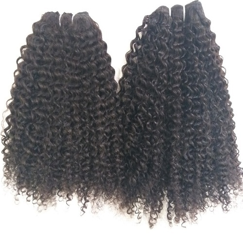 Natural Colour Steamed Curly Hair Double Machine Weft Hair