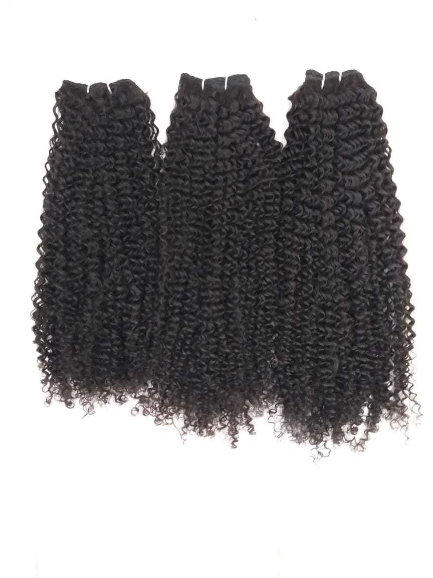 Natural Colour Steamed Curly Hair Double Machine Weft Hair
