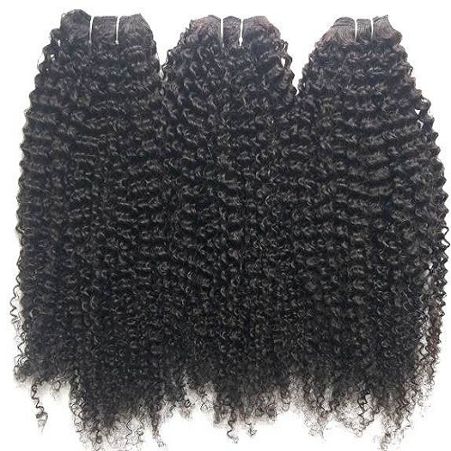 Natural Colour Steamed Curly Hair Double Machine Weft Hair
