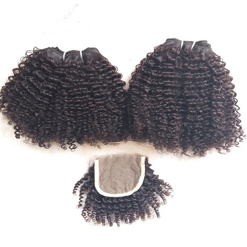 Natural Colour Steamed Curly Hair Double Machine Weft Hair