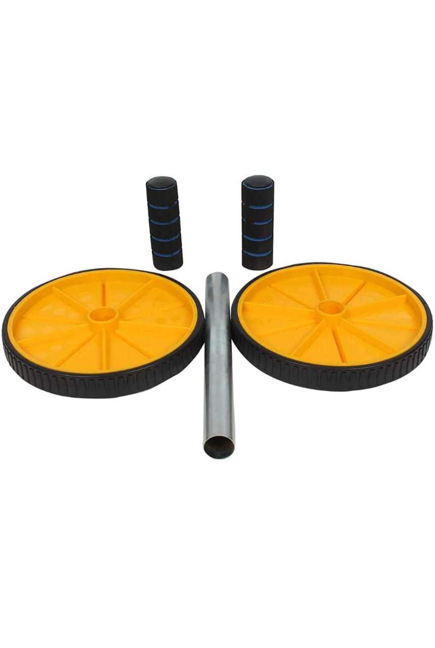 Abs Roller Wheel For Abs Workouts - Stainless Steel Rod, 14 Gauge Thickness, Adjustable | Dual Wheel Design, Easy-grip Wheels, Knee Pad Support