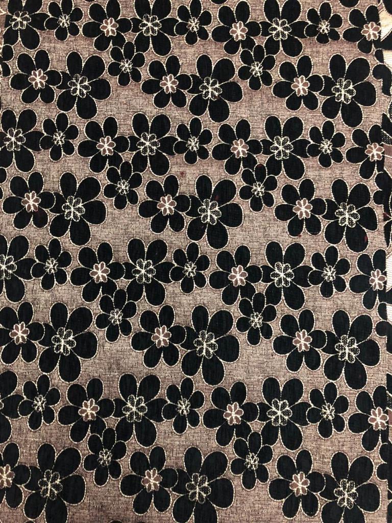 Sofa Cloth - 58 Inches Wide, Floral Pattern Brown Polyester | Woven Plain Weave, Lightweight 12 Oz/yd