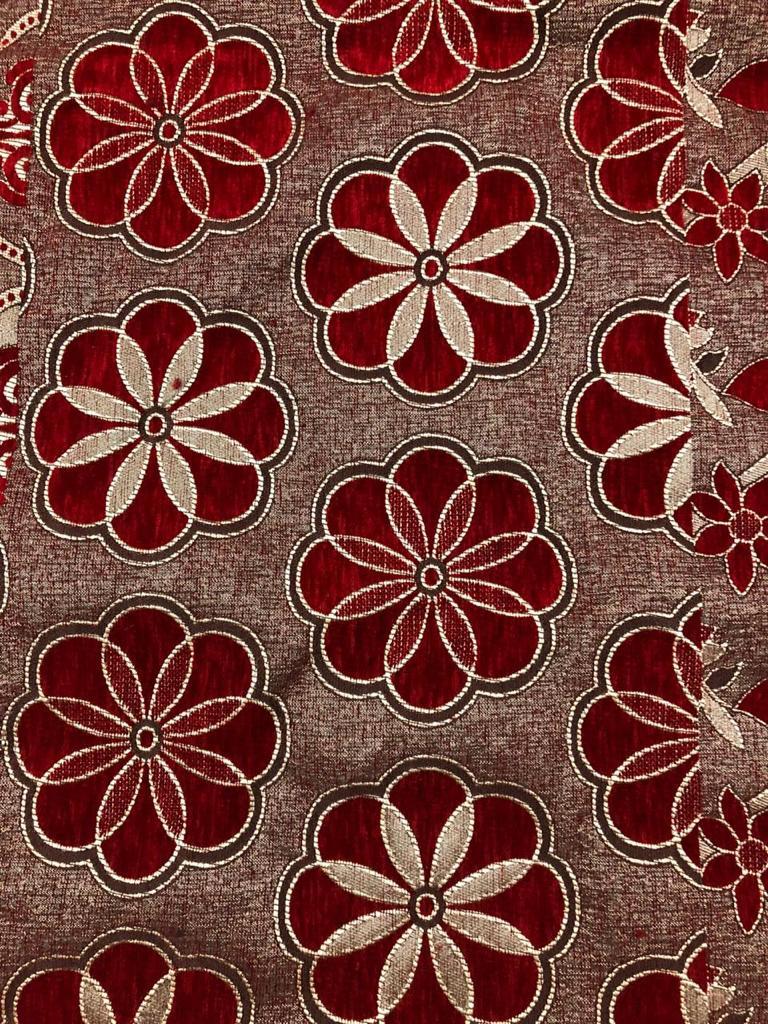 Sofa Cloth - 58 Inches Wide, Floral Pattern Brown Polyester | Woven Plain Weave, Lightweight 12 Oz/yd
