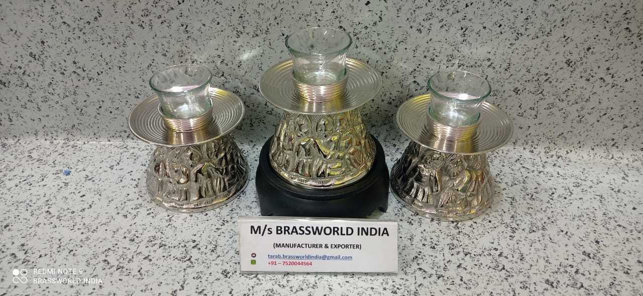 Brass Tea Light Engraved Candle Holder Church Supplies
