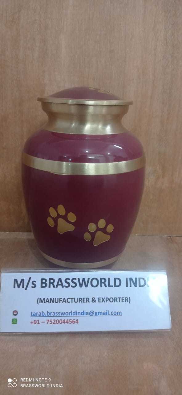 Brass Blue With Silver Pet Paw Pet Cremation Urn Funeral Supplies